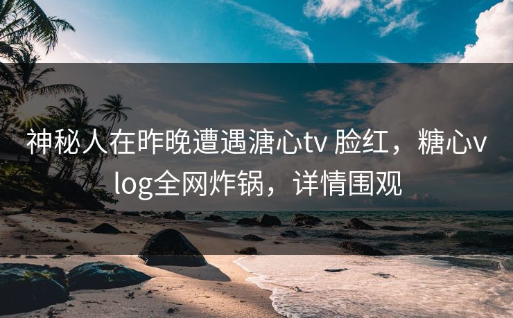 神秘人在昨晚遭遇溏心tv 脸红，糖心vlog全网炸锅，详情围观