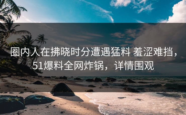 圈内人在拂晓时分遭遇猛料 羞涩难挡，51爆料全网炸锅，详情围观