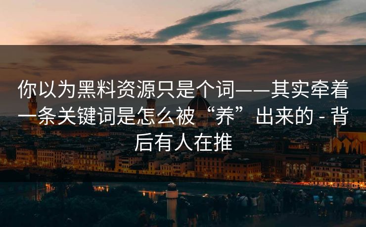 你以为黑料资源只是个词——其实牵着一条关键词是怎么被“养”出来的 - 背后有人在推 你以为黑料资源只是个词——其实牵着一条关键词是怎么被“养”出来的 - 背后有人在推